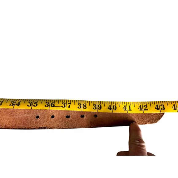 Mens Dog Embroidered Buckle Hunting Scene Tooled Leather Belt Size 38 USA - Picture 5 of 6